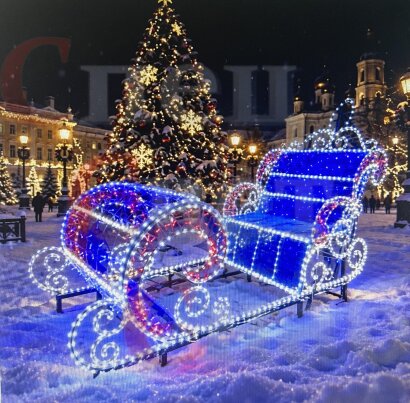 Световая новогодняя композиция Сани