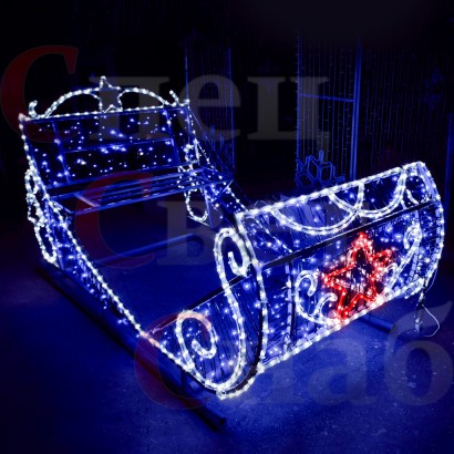 Фотозона светодиодная "Сани Деда Мороза со звездой" 1.5х2.5м